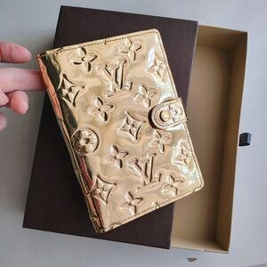 Louis Vuitton Monogram "Miroir" Mirror Agenda PM Notebook Cover Gold